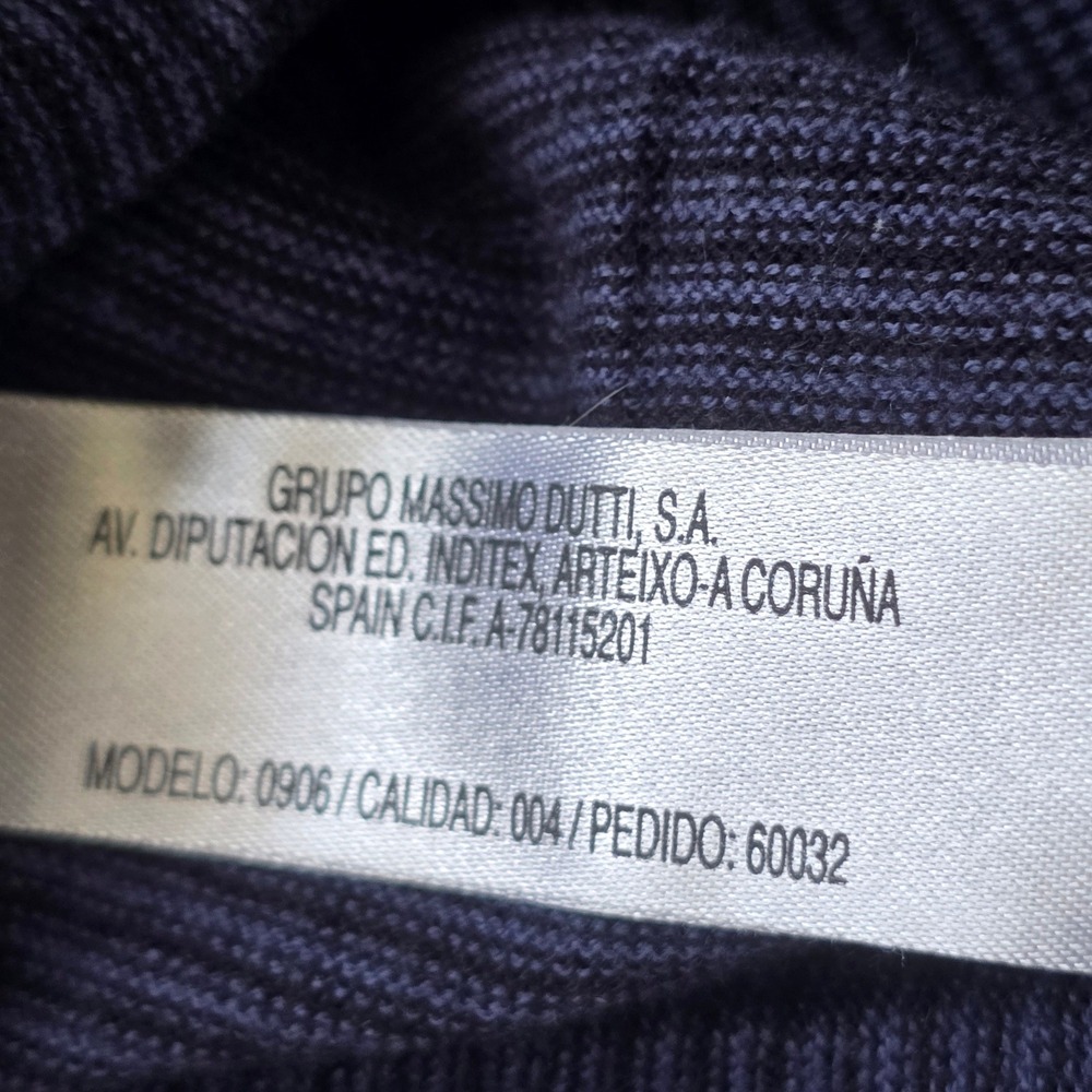 Massimo Dutti Mens Large 40 Blue Cotton Cashmere Striped Crew Neck Sweater - Picture 5 of 8